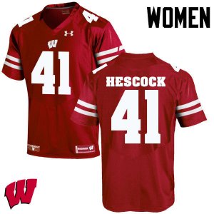Women's Wisconsin Badgers NCAA #41 Jake Hescock Red Authentic Under Armour Stitched College Football Jersey KS31Q67RR